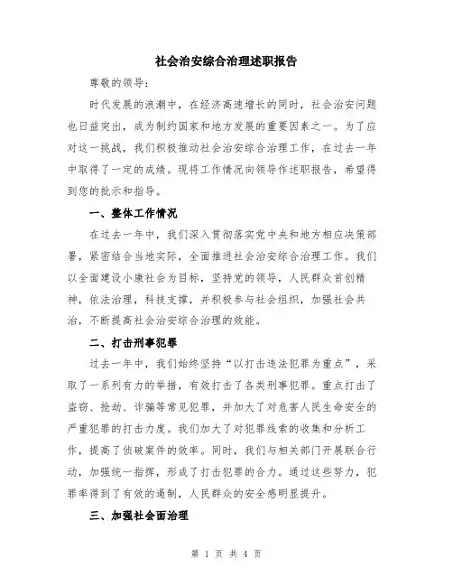 社会治安综合治理述职报告
