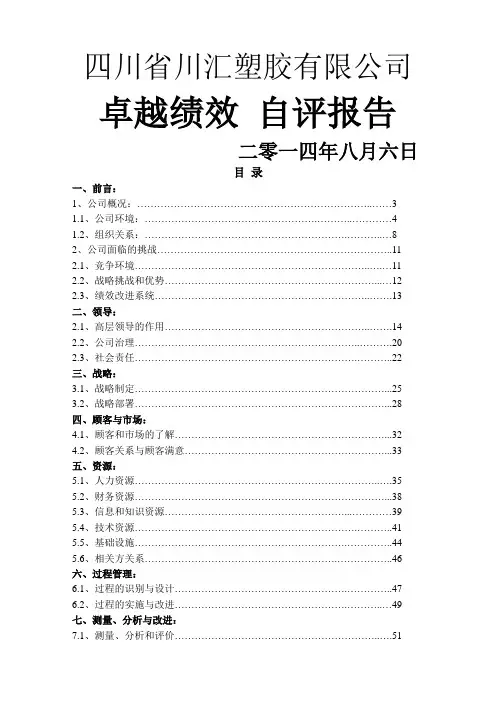 卓越绩效自评报告