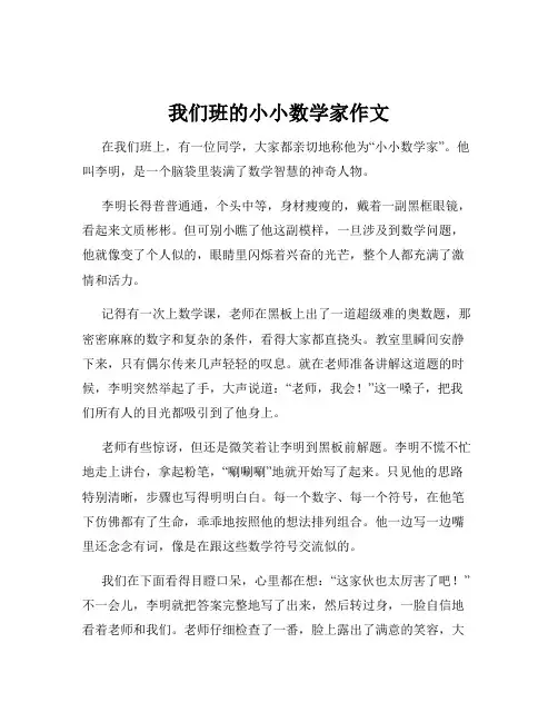我们班的小小数学家作文