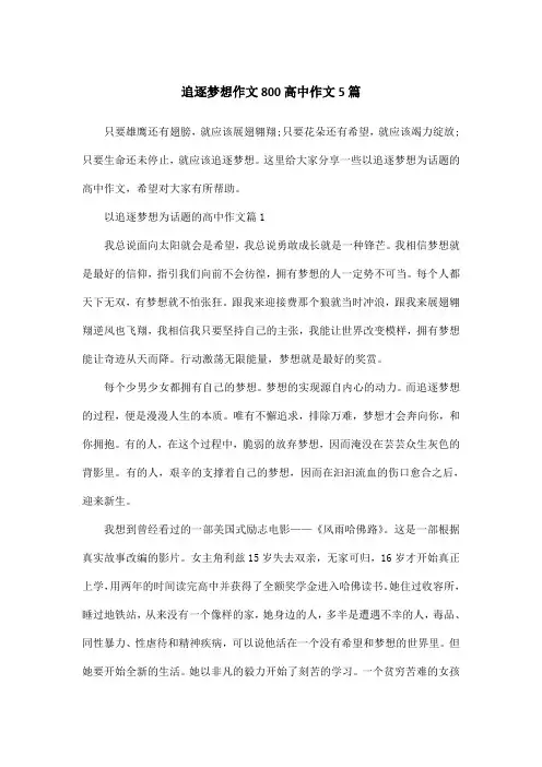 追逐梦想作文800高中作文5篇