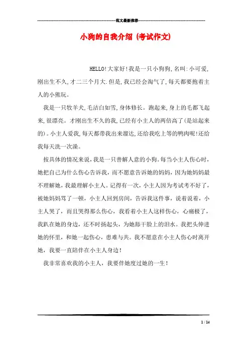 小狗的自我介绍 (考试作文)