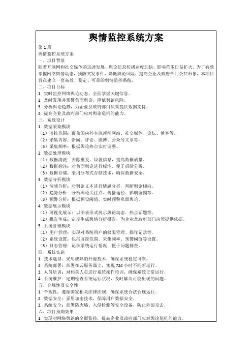 舆情监控系统方案