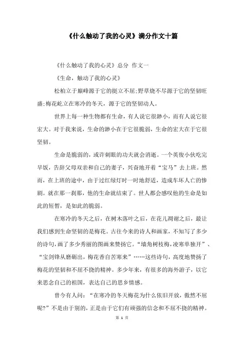 《什么触动了我的心灵》满分作文十篇