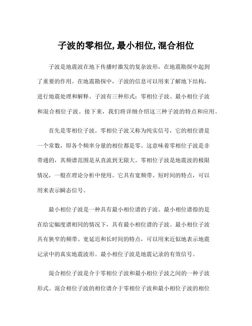 子波的零相位,最小相位,混合相位