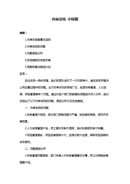 内审总结 小标题