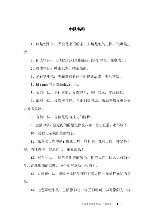 中队名称