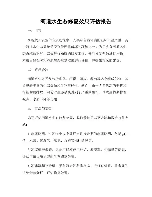 河道水生态修复效果评估报告