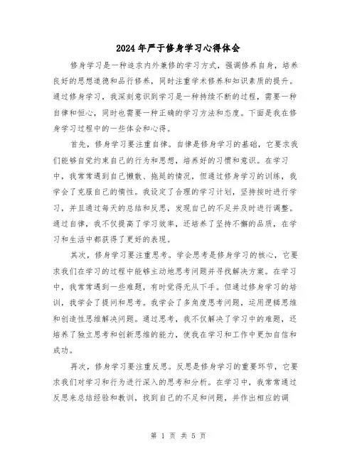 2024年严于修身学习心得体会(2篇)