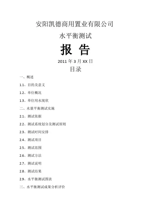 水平衡测试报告