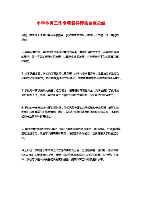 小学体育工作专项督导评估自查总结