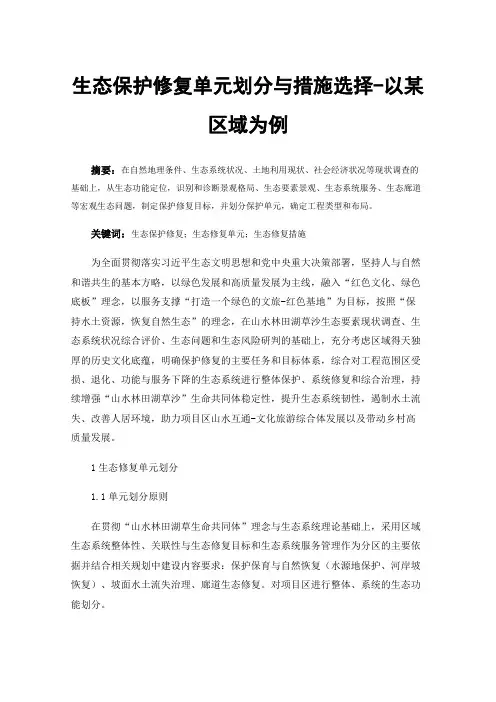 生态保护修复单元划分与措施选择-以某区域为例