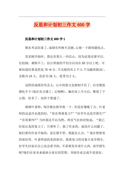 反思和计划初三作文600字