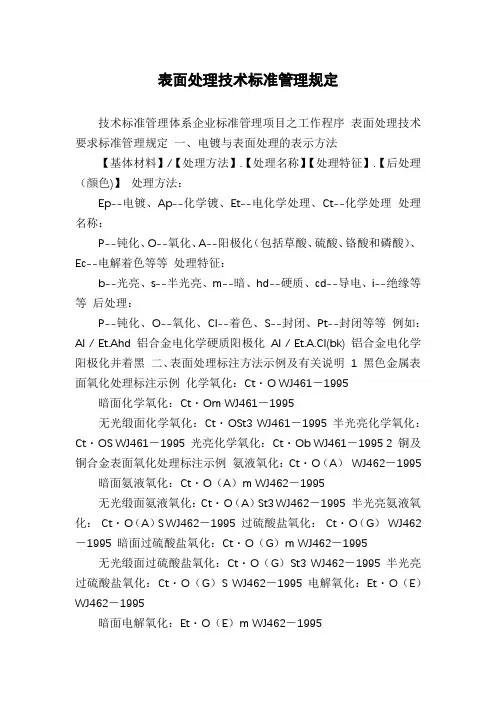 表面处理技术标准管理规定