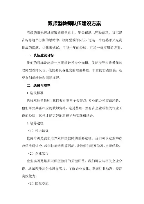 双师型教师队伍建设方案