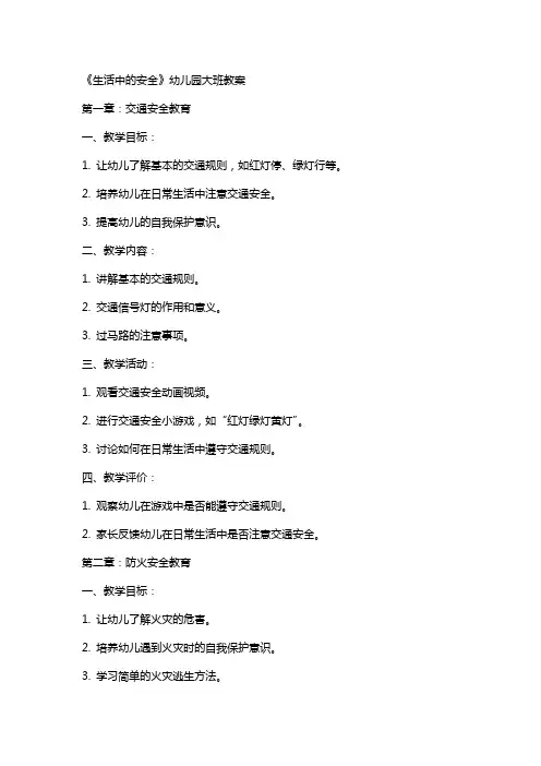 《生活中的安全》幼儿园大班教案
