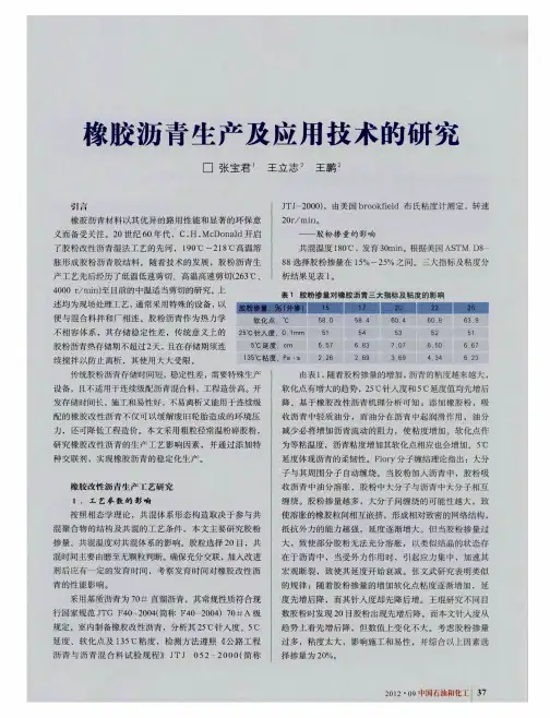 橡胶沥青生产及应用技术的研究