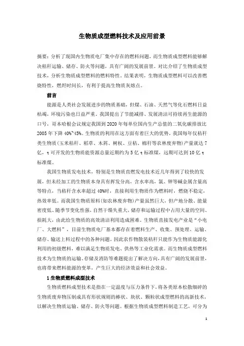 生物质成型燃料技术及应用前景