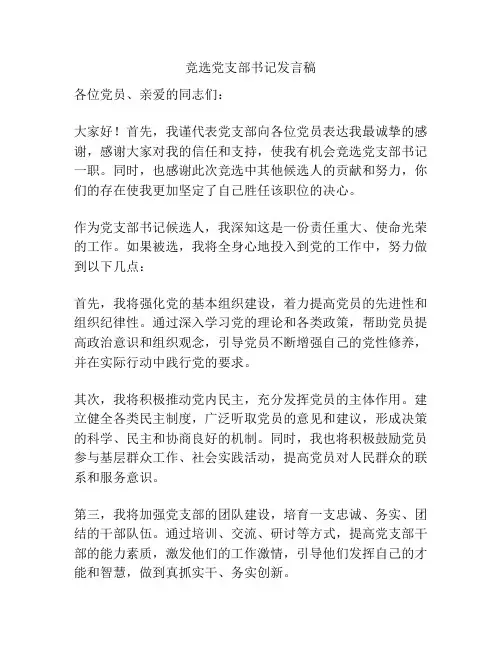 竞选党支部书记发言稿