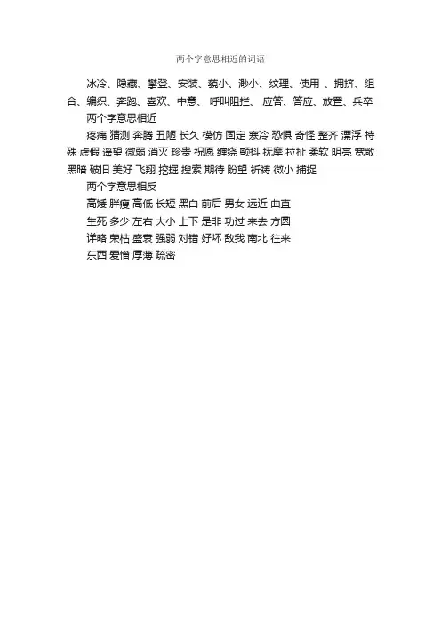 两个字意思相近的词语_写作素材