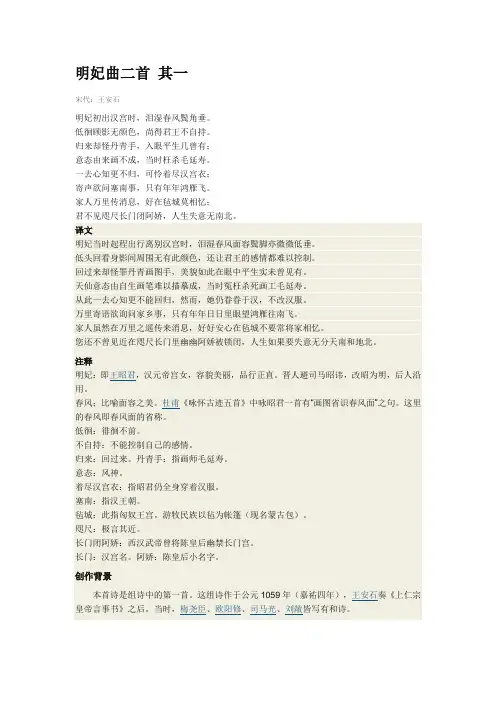 明妃曲二首 其一