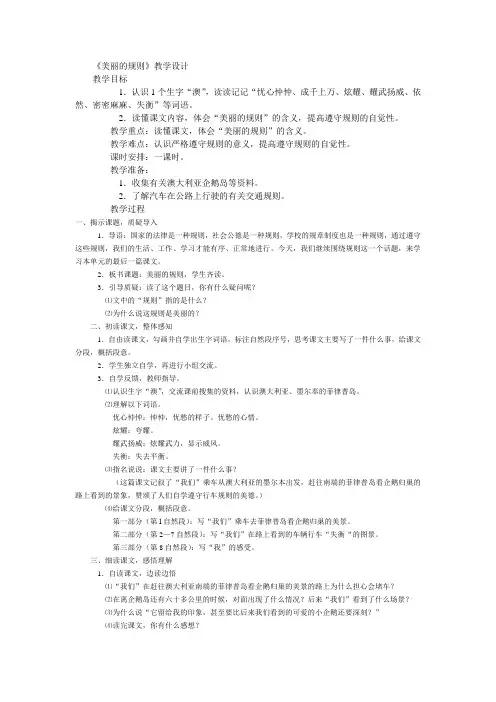 美丽的规则的教学设计