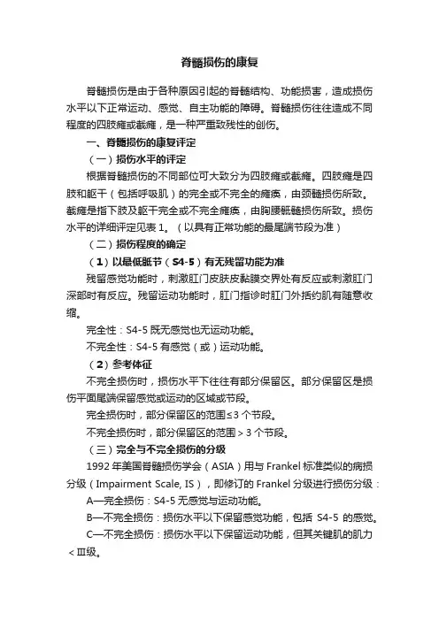 脊髓损伤的康复