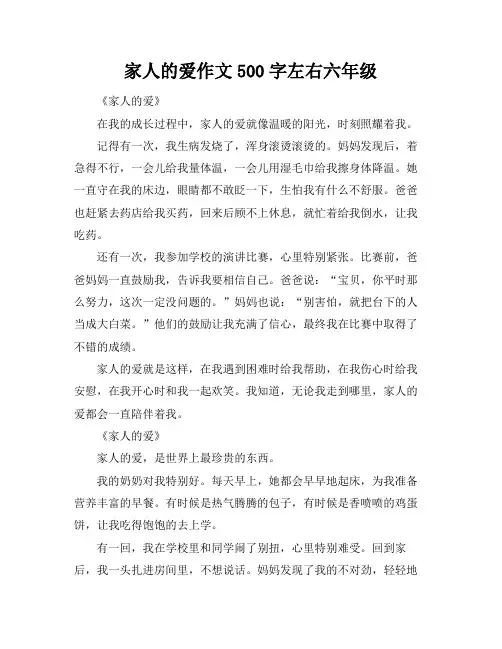 家人的爱作文500字左右六年级