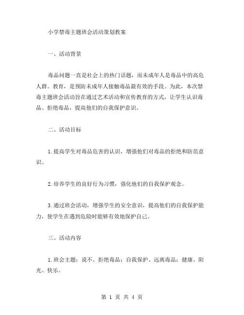 小学禁毒主题班会活动策划教案