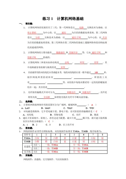 练习01-2 网络基础知识
