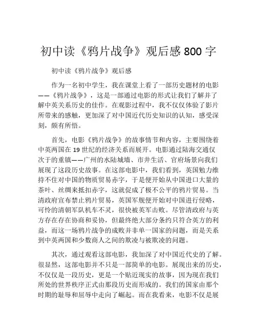 初中读《鸦片战争》观后感800字