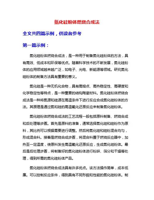 氮化硅粉体燃烧合成法