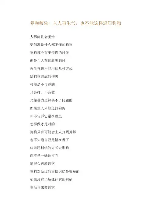 养狗禁忌：主人再生气,也不能这样惩罚狗狗