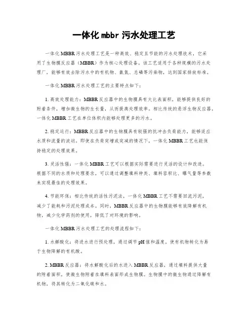 一体化mbbr污水处理工艺