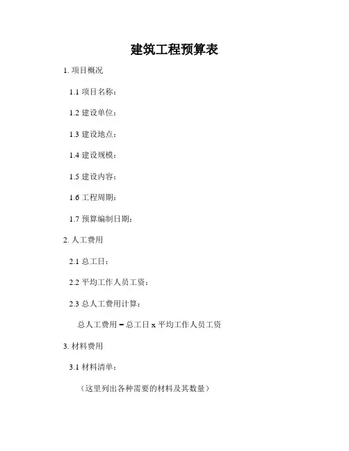 建筑工程预算表
