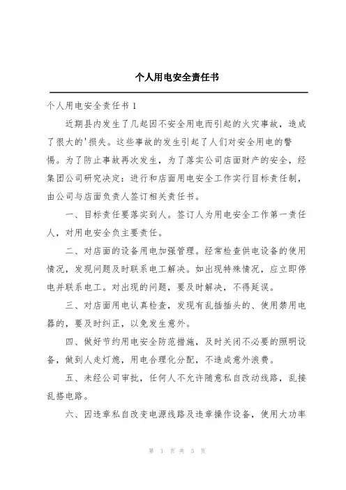 个人用电安全责任书