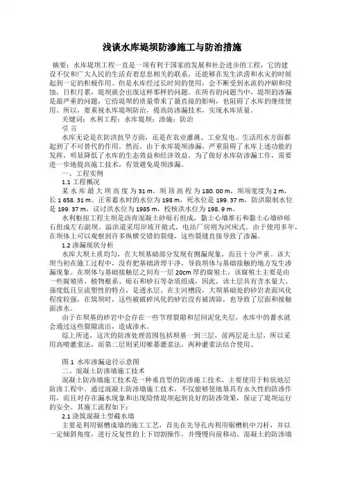 浅谈水库堤坝防渗施工与防治措施