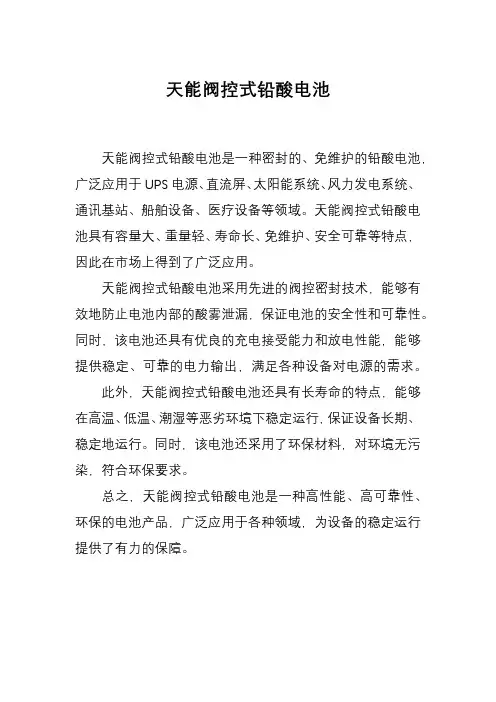 天能阀控式铅酸电池