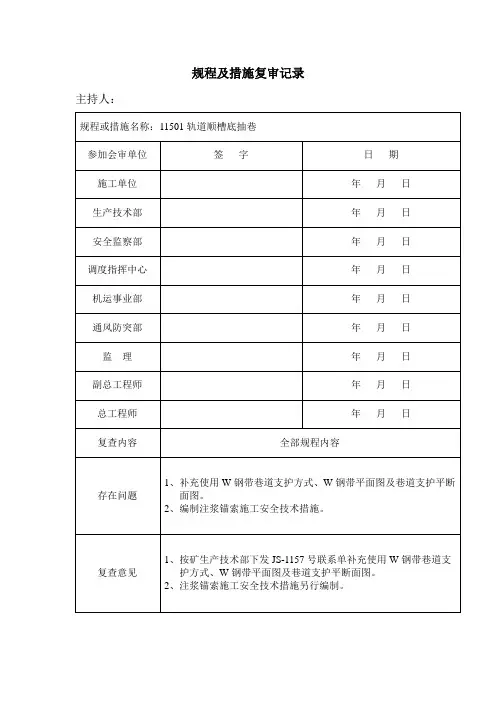 规程及措施复审记录108(6月份)