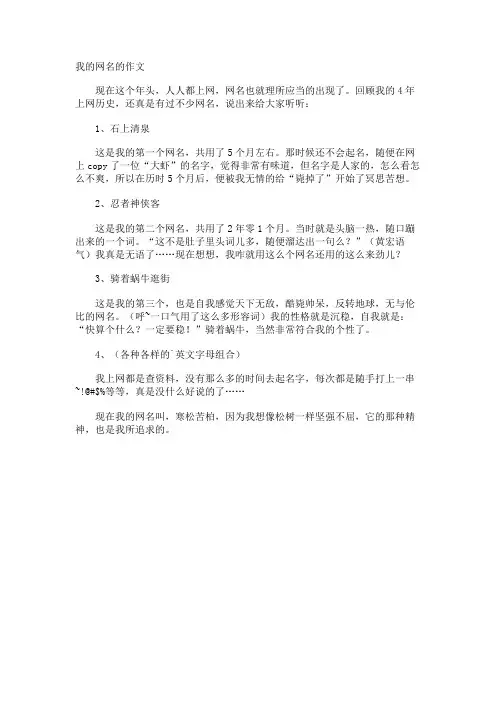 我的网名的作文