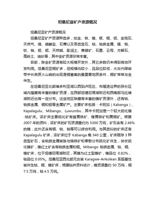 坦桑尼亚矿产资源概况