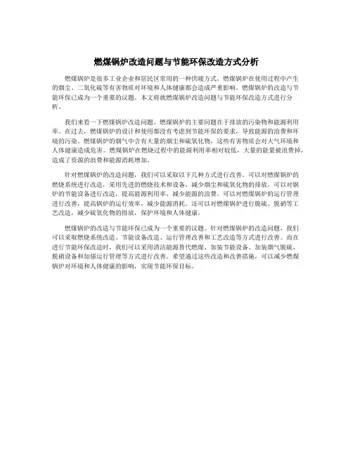 燃煤锅炉改造问题与节能环保改造方式分析