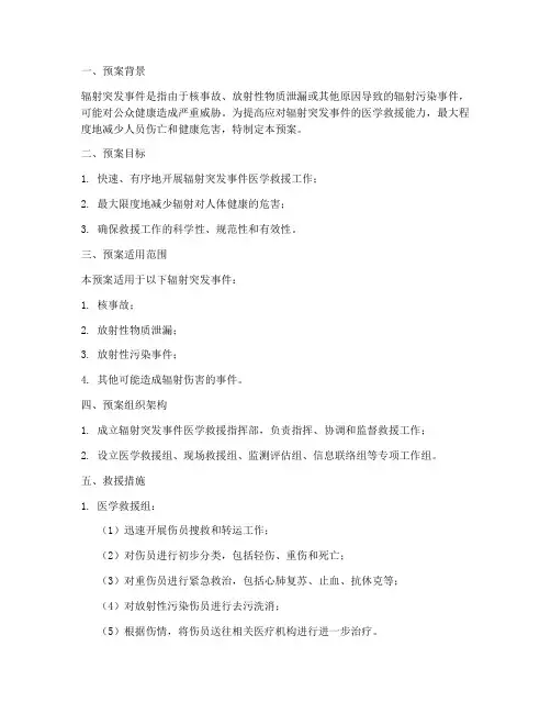 辐射突发事件医学应急预案