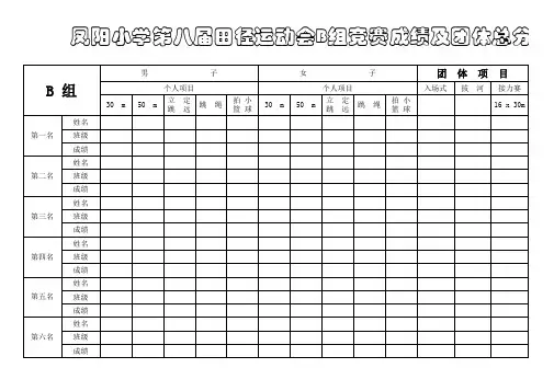 第八届校运会总分记分表3张