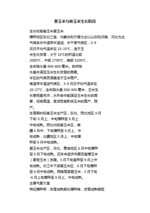 春玉米与秋玉米生长阶段