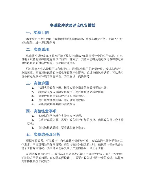 电磁脉冲试验评论报告模板
