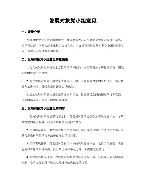 发展对象党小组意见