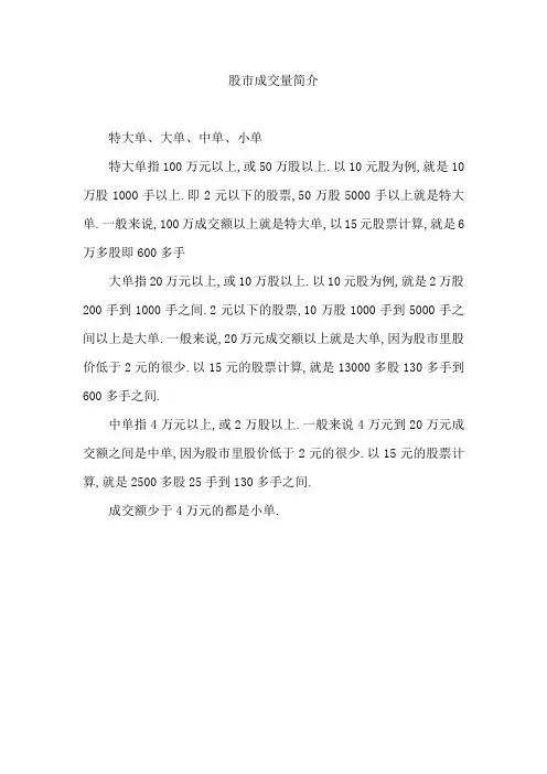 股市成交量简介