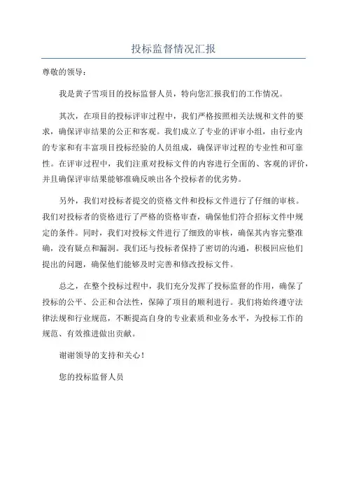 投标监督情况汇报