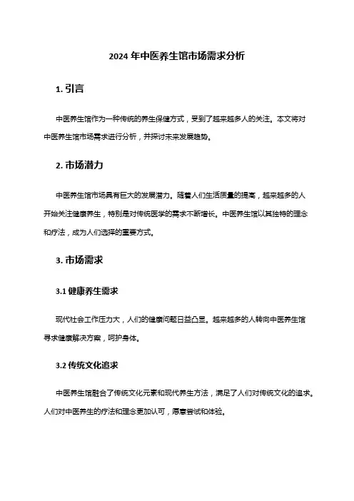 2024年中医养生馆市场需求分析