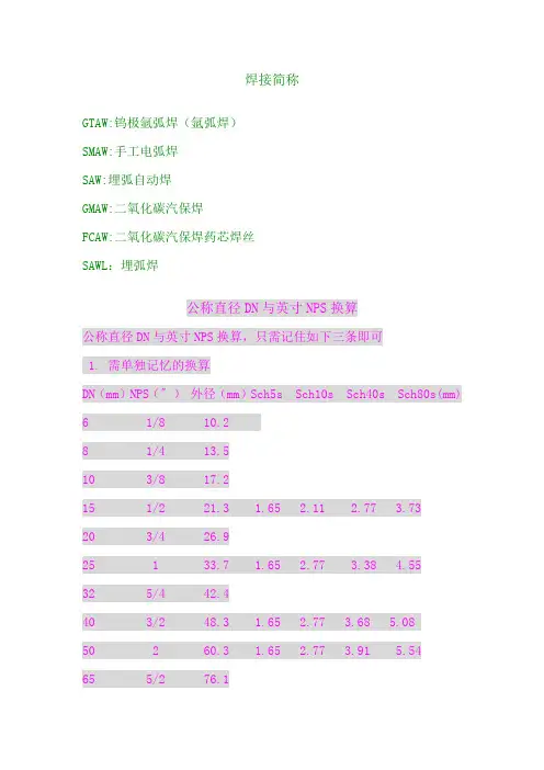 焊接简称